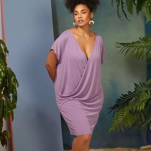 Eloquii Lavender Draped Dress